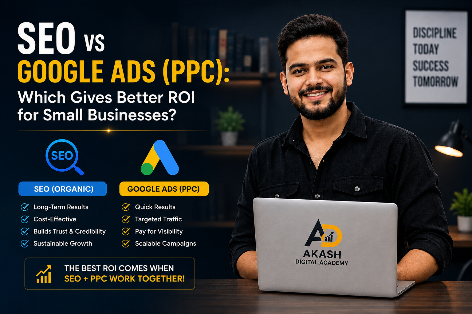 SEO vs Google Ads PPC comparison and digital marketing ROI for small businesses