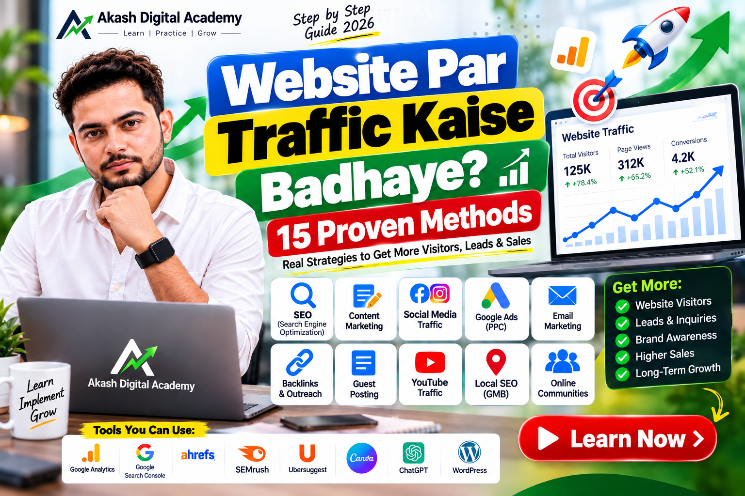 Website Par Traffic Kaise Badhaye - 15 Proven Methods
