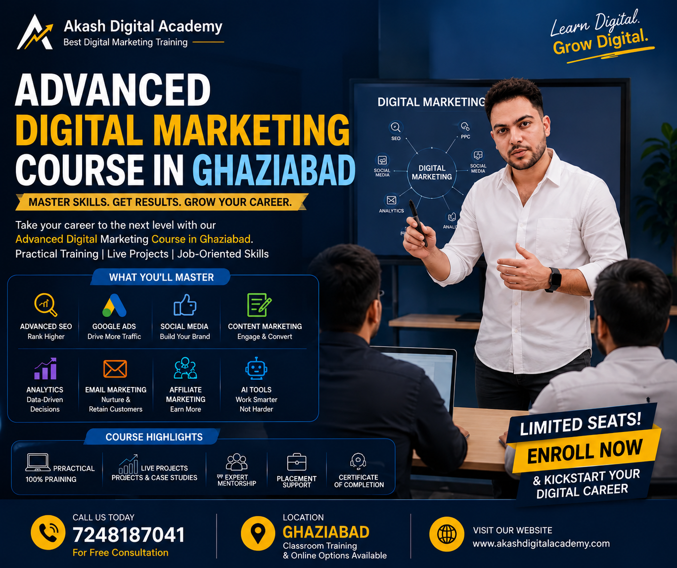 Advanced Digital Marketing Course in Ghaziabad training at Akash Digital Academy